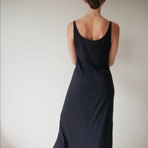 Black maxi dress with silver + mesh details